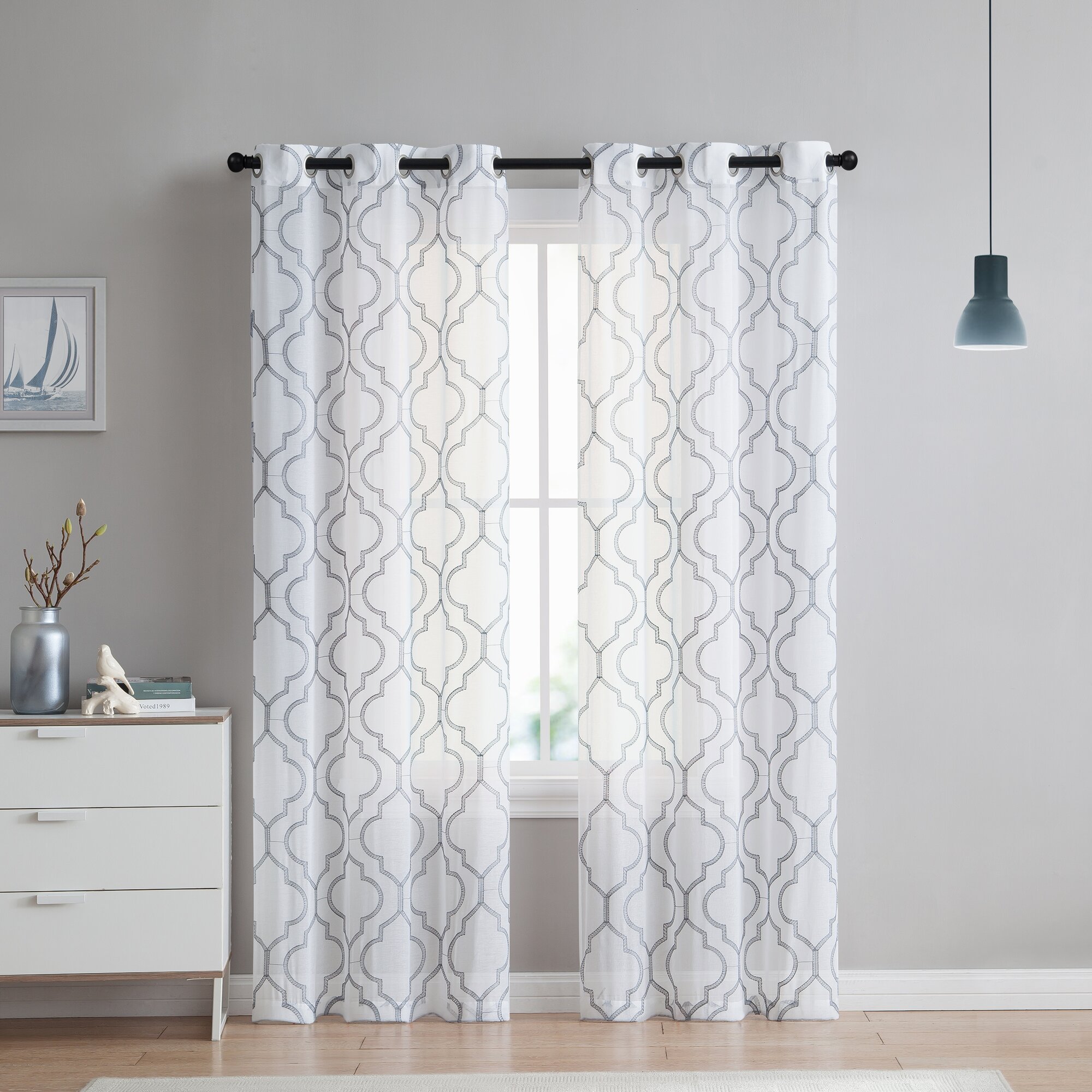 Alvares Geometric Sheer Grommet Curtain Panels & Reviews | AllModern